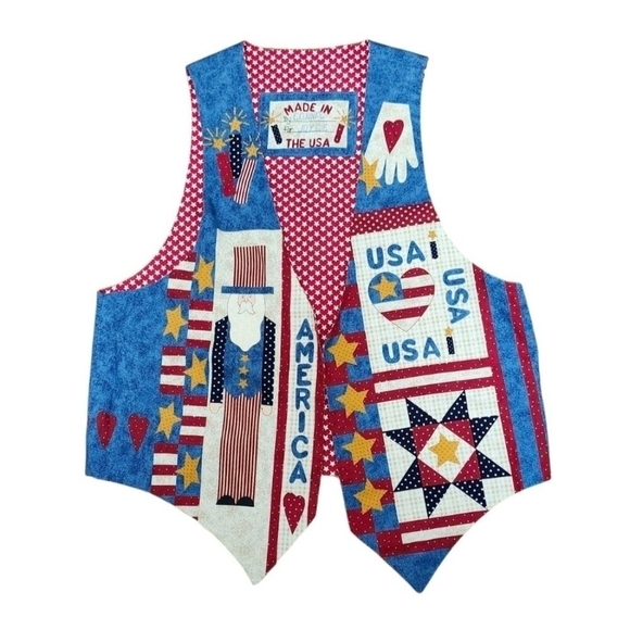 Vintage Americana Usa handmade Patriotic Hippie Boho Vest - Picture 3 of 10